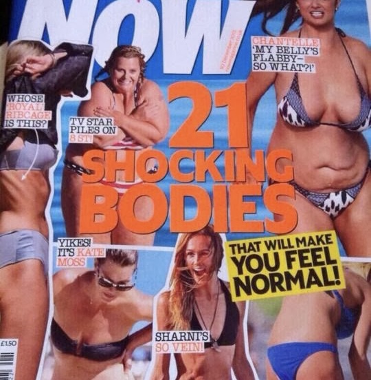 The front cover of Now magazine's body shaming feature titled "21 shocking bodies that will make you feel normal"