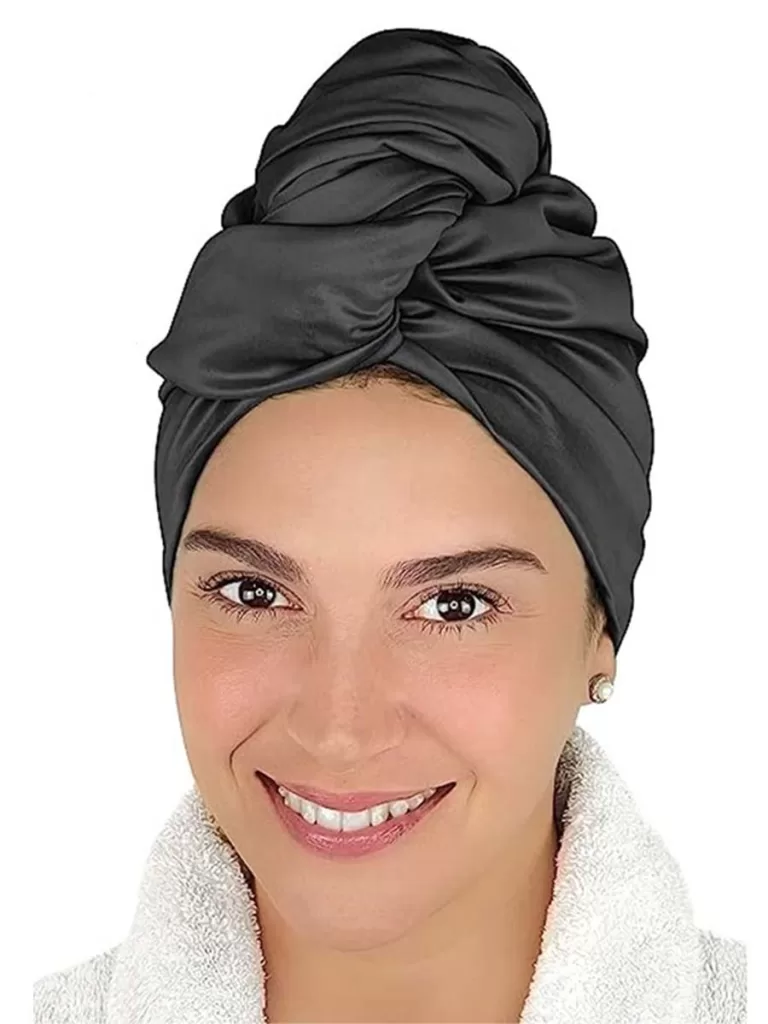 black silky hair towel wrap