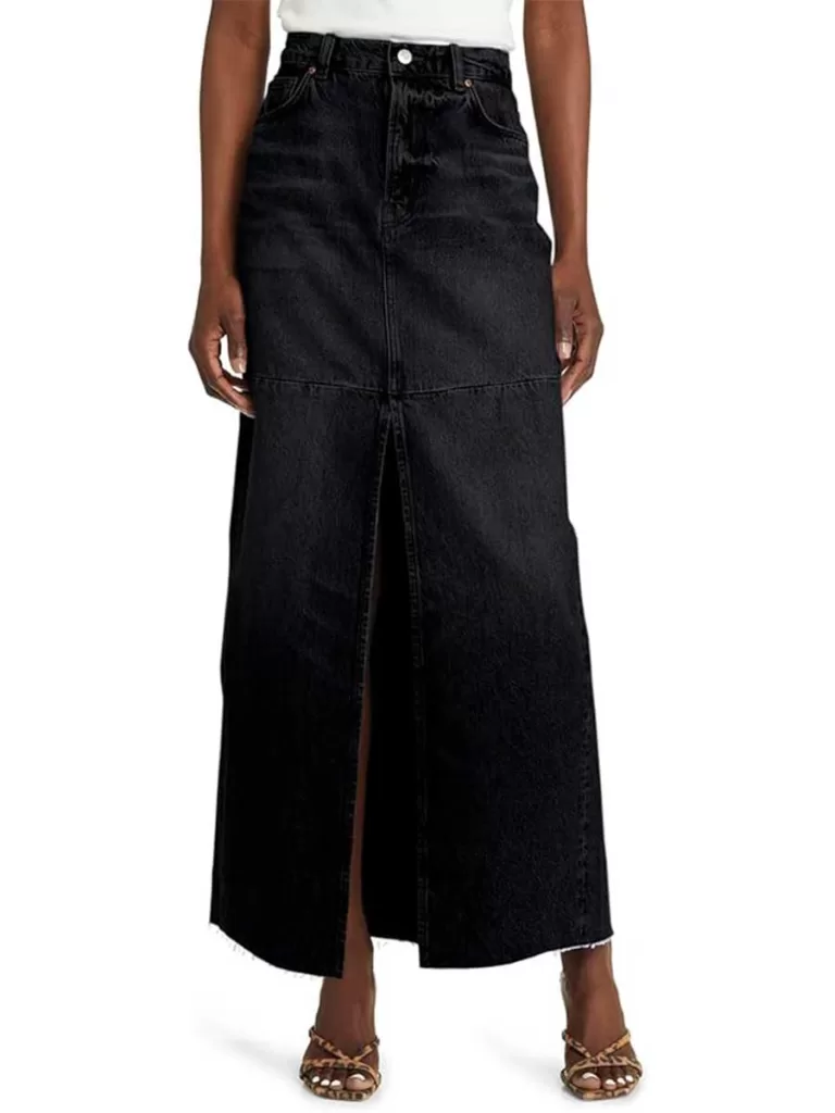 Amazon black denim maxi skirt